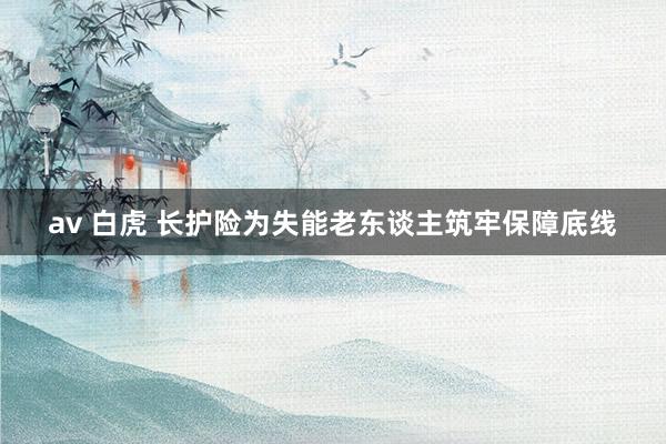 av 白虎 长护险为失能老东谈主筑牢保障底线