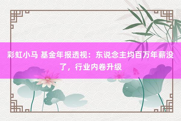 彩虹小马 基金年报透视：东说念主均百万年薪没了，行业内卷升级