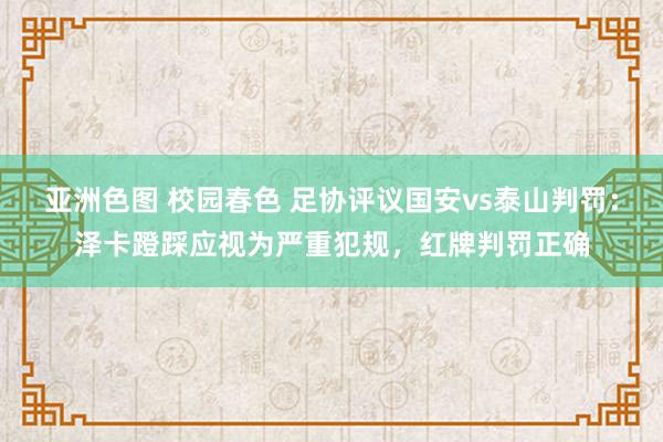 亚洲色图 校园春色 足协评议国安vs泰山判罚：泽卡蹬踩应视为严重犯规，红牌判罚正确